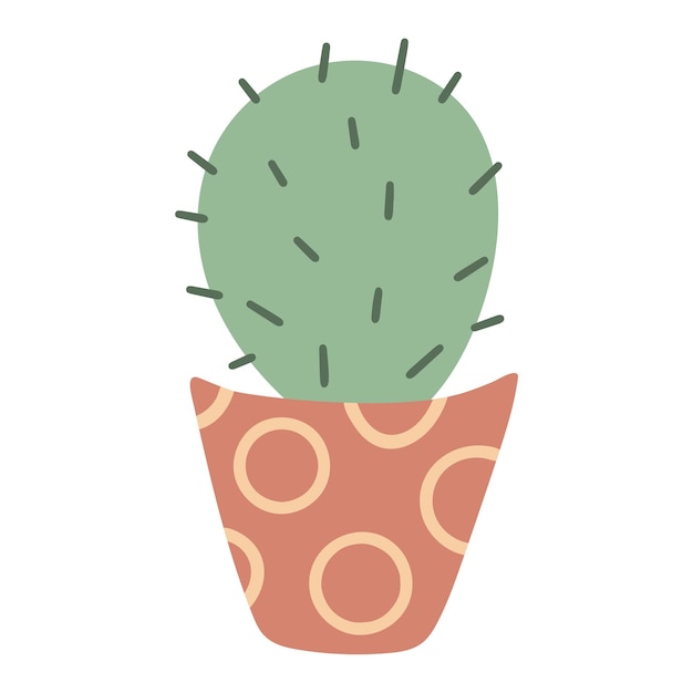 Round cactus in pot vector isolated illustration