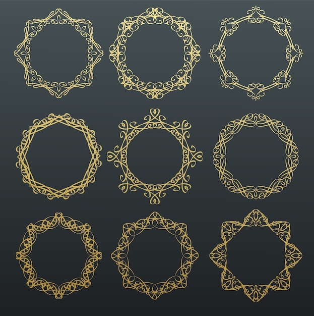 Round calligraphy golden frames.