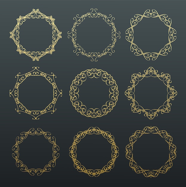 Round calligraphy golden frames.