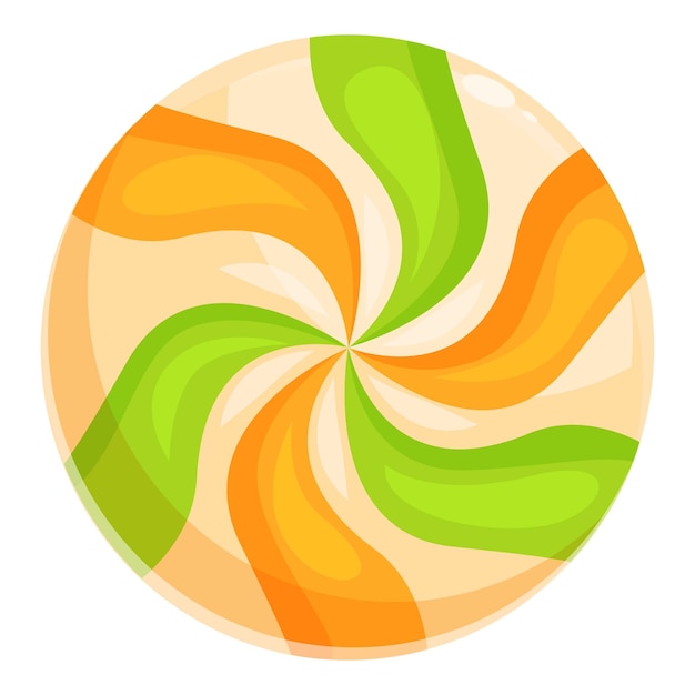 Vector round candy with orange and green swirls showing delicious flavors