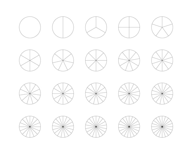 Round chart Circle section graph Circular structure template Pie diagram divided into pieces