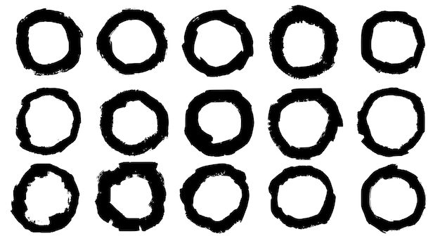 Round circle brush stroke vector collection