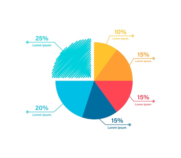 Round circle infographic chart template. Business pie chart. Vector illustration