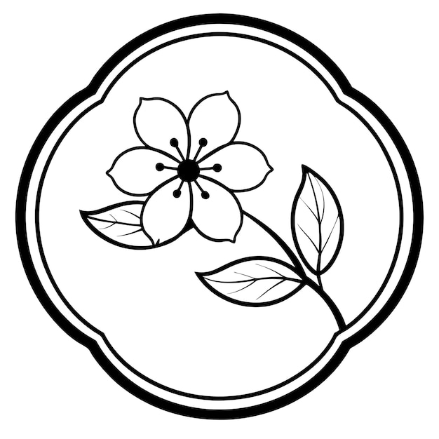 Vector a round circle with a flower and leaves on it