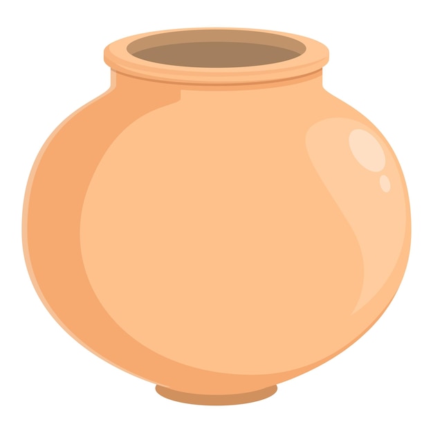 Vector round clay pot standing on a white background