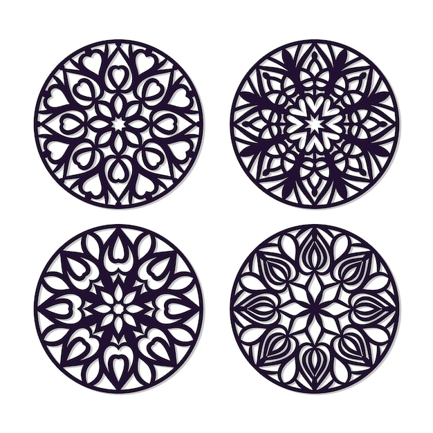 Round coasters laser cut templates collection