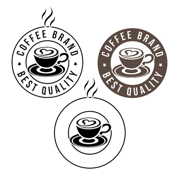 Round Coffee and Heart Icon with Text Set 4