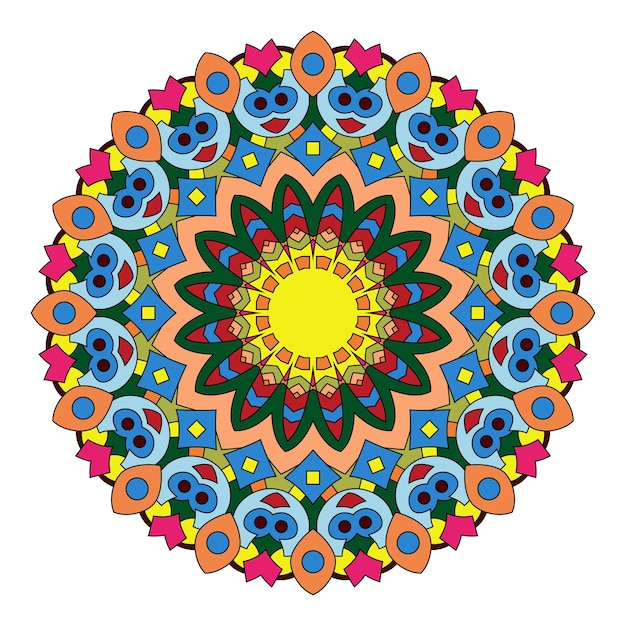 Round colorful circular petal pattern mandala art