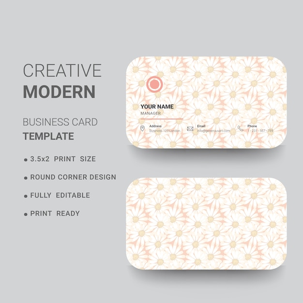 Round corner business card with flower background for spa and salon