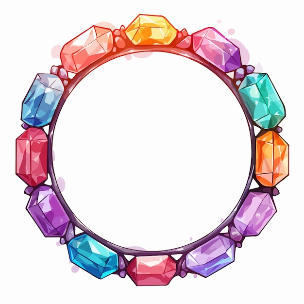 Vector round crystal gemstones frame illustration