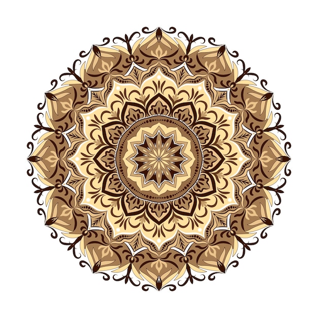 Round decorative ornament Flower mandala in brown tones