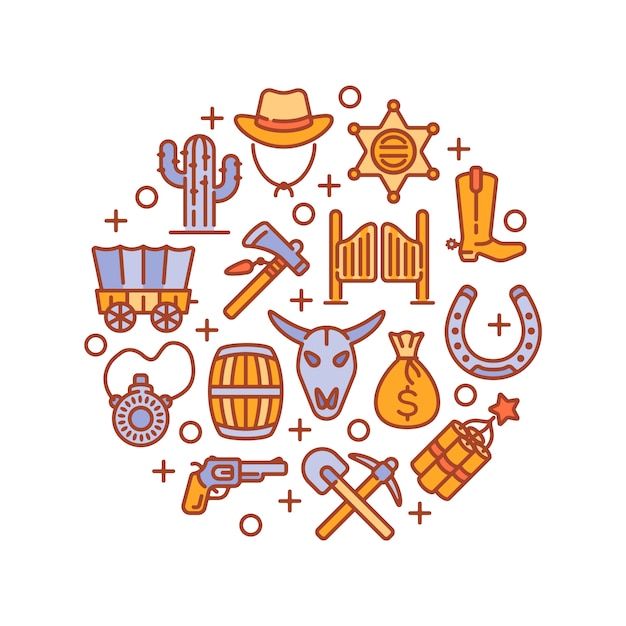 Round design with wild west elements.