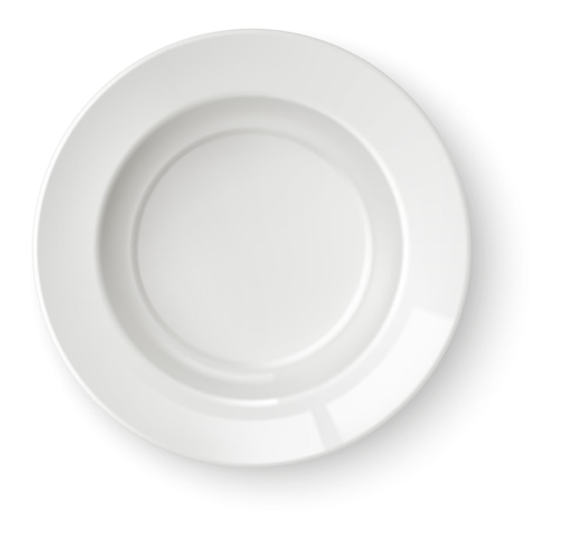 Round dinner plate mockup White clean realistic dish isolated on white background