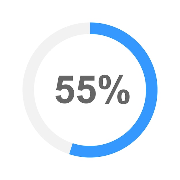 Round downloading bar filled on 55 percent Progress process waiting transfer buffering loading icon