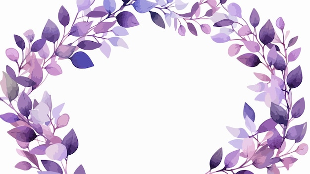 Vector round elegance lilac leaves frame on white background