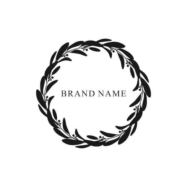 round floral frame black logo