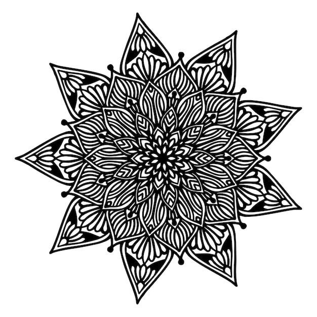 Round flower mandala for henna isolated on white