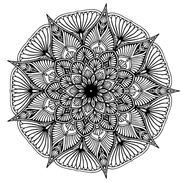 Round flower mandala for henna isolated on white