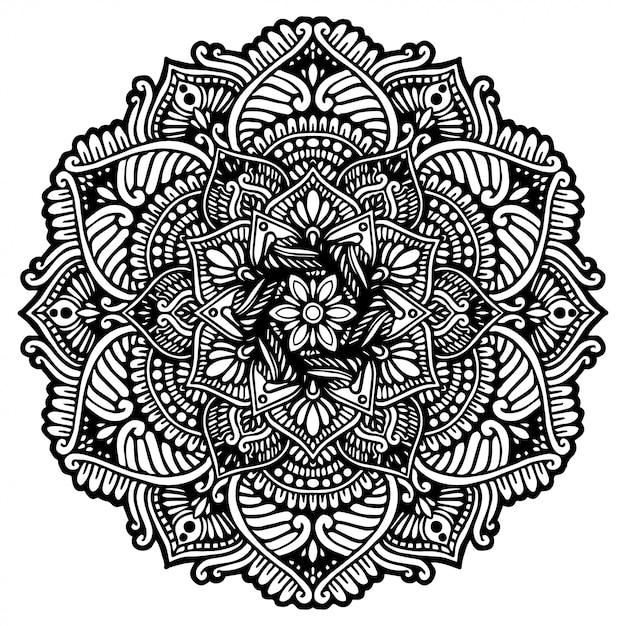 Round flower mandala , henna. Vintage decorative elements.