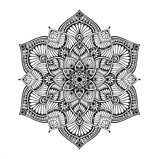 Round flower mandala for tattoo, henna, coloring book, decorative.