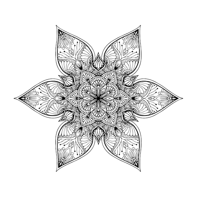 Round flower mandala for tattoo, henna or coloring page