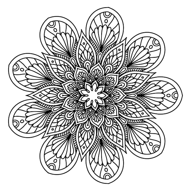 Round flower mandala for tattoo henna Vintage decorative elements Oriental patterns