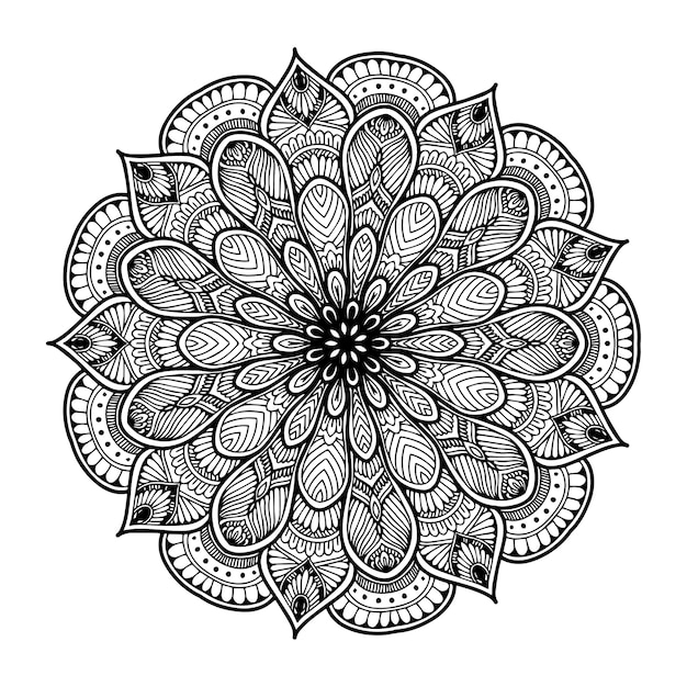 Round flower mandala for tattoo henna