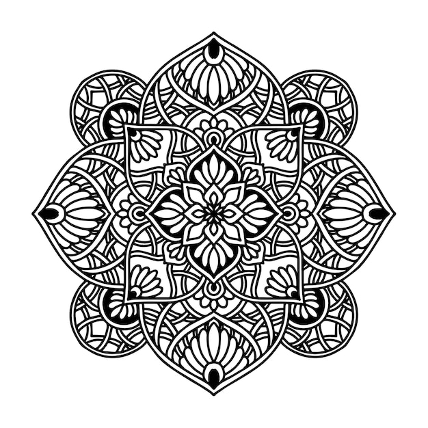 Round flower mandala for tattoo henna