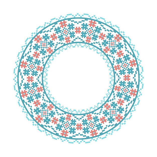 Round frame crossstitch motifs folk embroidery