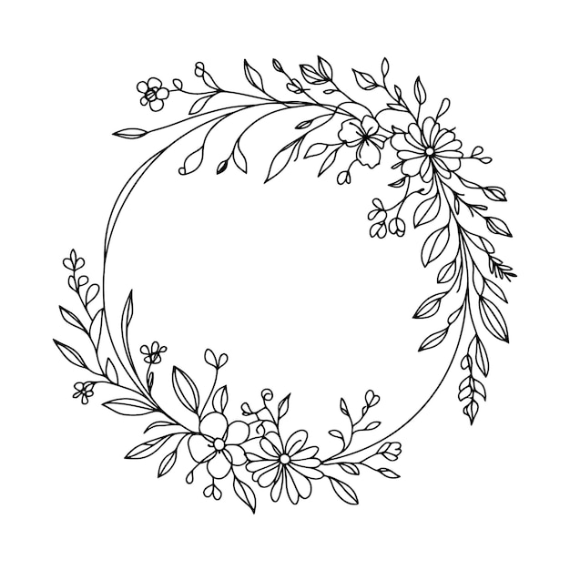 round frame of flowers floral arrangement Vector illustration