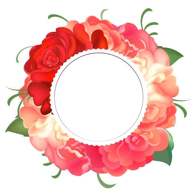 round frame of roses.