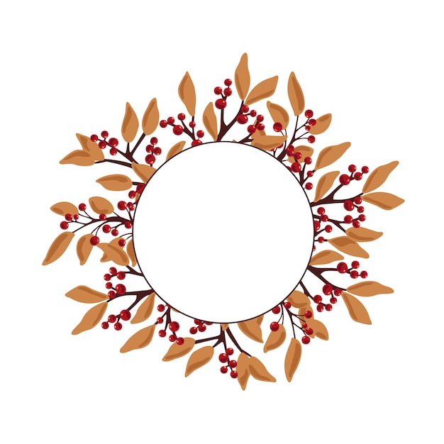 Round frame with autumn branches