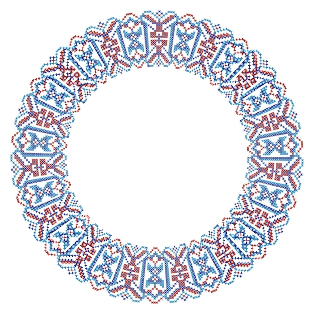 Round frame with flower folk embroidery 21