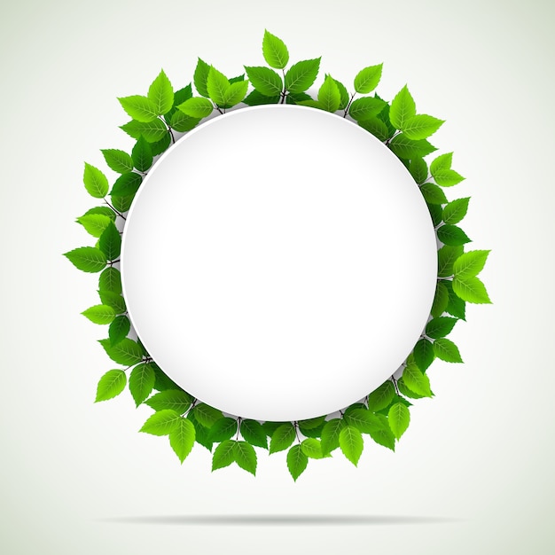 Round frame with green leaves