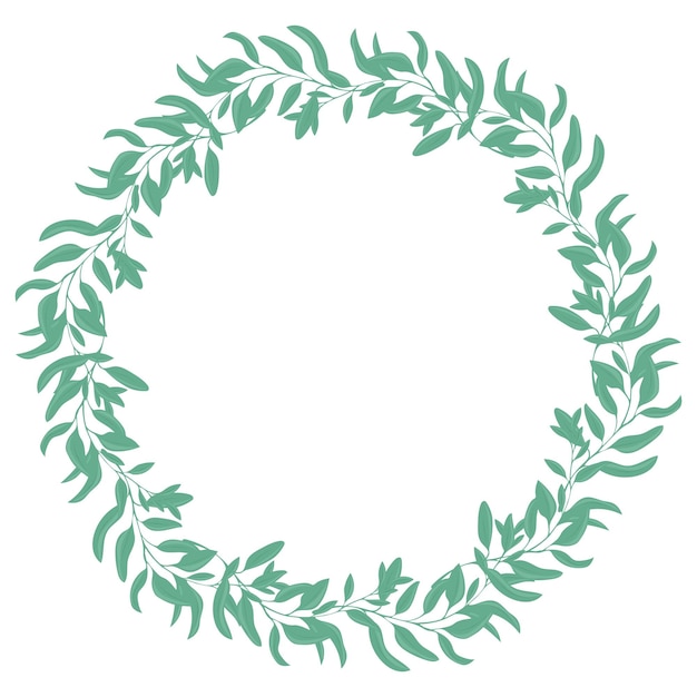 Round frame with leaves vector illustration