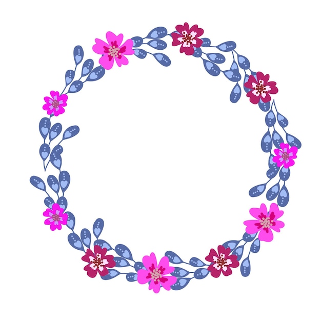 Round frame with pretty flowers festive floral circle for your season design