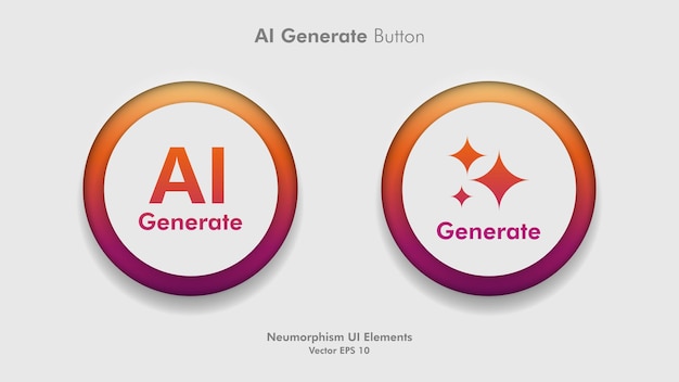 Round generate AI button user interface on white background Artificial intelligence UI UX design