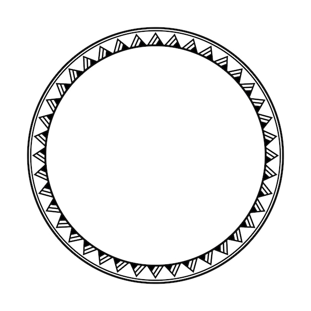 Round geometrical maori border frame design Simple Black and white