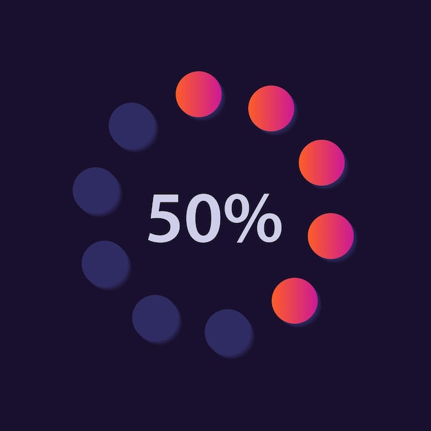 Round gradient dot infographic chart design template for dark theme