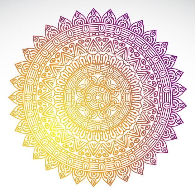 Round gradient mandala on white isolated background