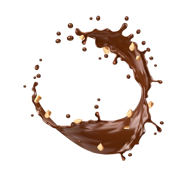 Round isolated chocolate cocoa coffee milk swirl