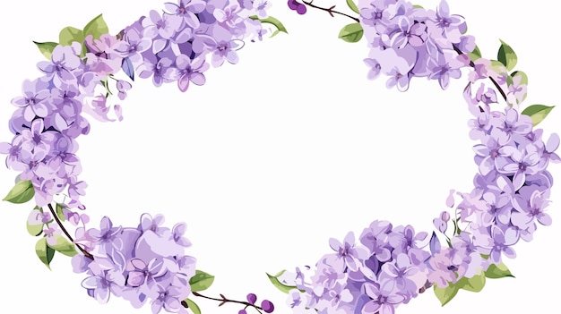 Vector round lilac flower frame isolated on white background