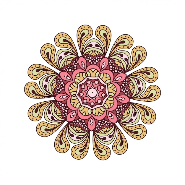 Round mandalas in vector. Graphic template for your design. Decorative retro ornament. Hand drawn background with flowers