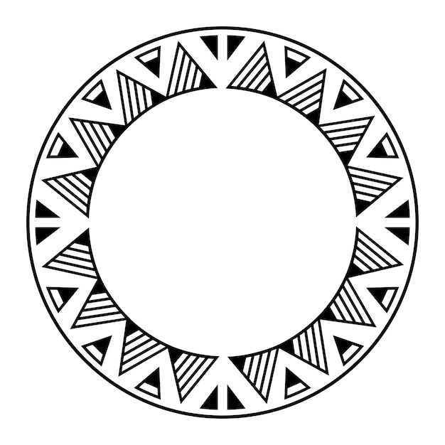 Round Maori geometrical round border frame design