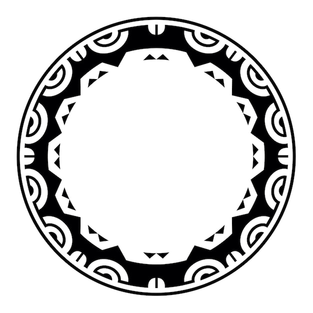 Round Maori geometrical round border frame design