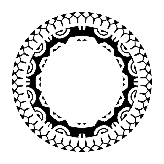 Round Maori geometrical round border frame design