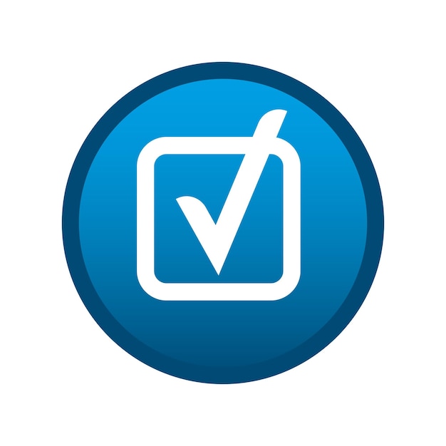 Round media icon vote check mark on white background Vector