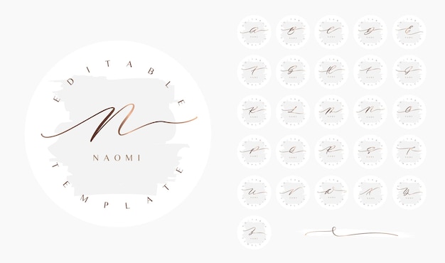 Round minimalistic Feminine cursive logo design with elegant swash