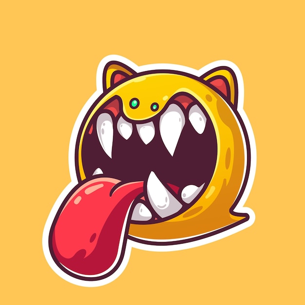 Round monster cartoon vector icon illustration