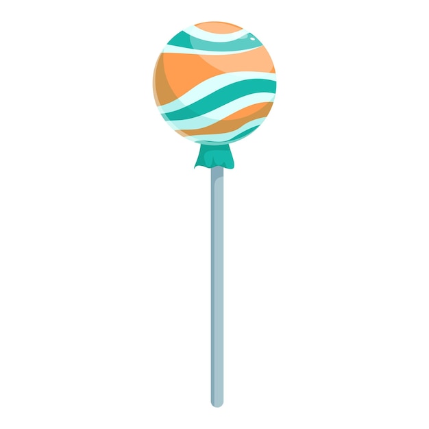 Round orange and green swirl lollipop standing up